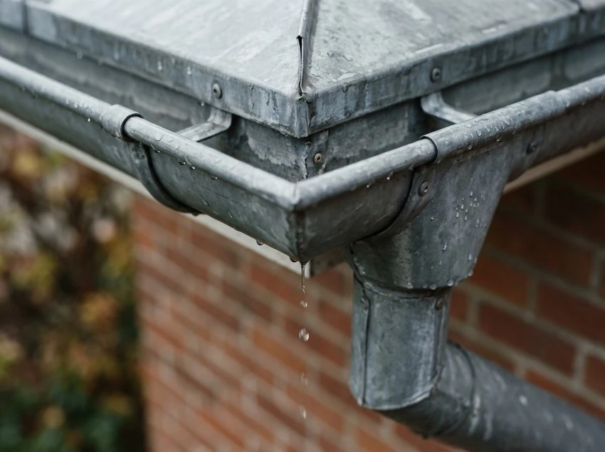 Aluminum eavestrough on a modern home